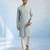 Baby blue embroidered georgette kurta pant set