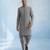 Charcoal grey embroidered georgette sherwani jacket