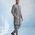 Charcoal grey embroidered georgette sherwani jacket