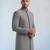 Charcoal grey embroidered georgette sherwani jacket