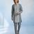 Charcoal grey colour blocked cotton kurta pant set