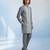 Charcoal grey colour blocked cotton kurta pant set