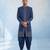 Navy blue embroidered georgette sherwani jacket