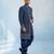 Navy blue embroidered georgette sherwani jacket