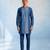 Denim blue colour blocked kurta pant set