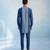 Denim blue colour blocked kurta pant set