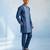 Denim blue colour blocked kurta pant set