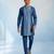Denim blue colour blocked kurta pant set