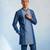 Denim blue colour blocked kurta pant set