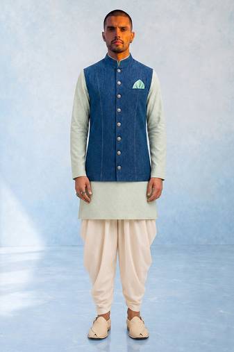 Denim blue woven bandhi jacket