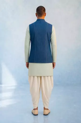 Denim blue woven bandhi jacket