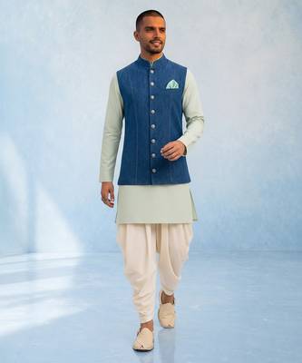 Denim blue woven bandhi jacket 3