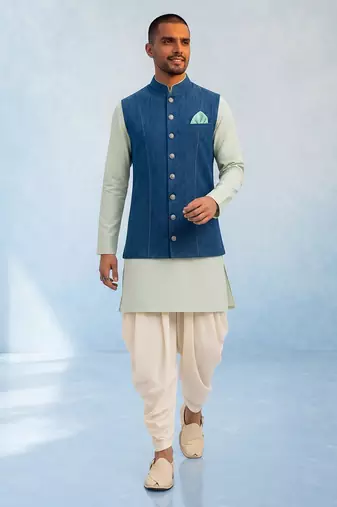 Denim blue woven bandhi jacket