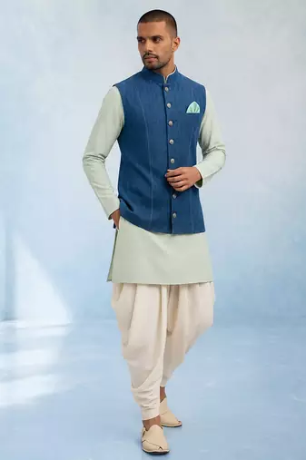 Denim blue woven bandhi jacket