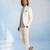 Off white and grey embroidered light wool bandhgala and pant set
