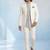 Off white and grey embroidered light wool bandhgala and pant set
