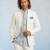 Off white and grey embroidered light wool bandhgala and pant set