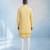 Butter yellow embroidered cotton silk sherwani jacket