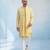 Butter yellow embroidered cotton silk sherwani jacket