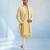 Butter yellow embroidered cotton silk sherwani jacket