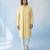 Butter yellow textured woven cotton silk kurta with attached stole and pant set