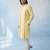Butter yellow textured woven cotton silk kurta with attached stole and pant set