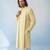 Butter yellow textured woven cotton silk kurta with attached stole and pant set