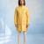 Butter yellow embroidered jacquard and rawsilk kurta and pant set