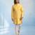 Butter yellow embroidered jacquard and rawsilk kurta and pant set