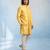 Butter yellow embroidered jacquard and rawsilk kurta and pant set