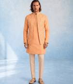 Peach embroidered cotton silk bandhi jacket