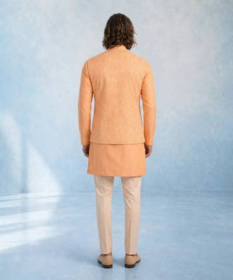 Peach embroidered cotton silk bandhi jacket 2