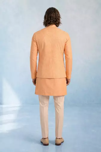 Peach embroidered cotton silk bandhi jacket