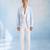 Powder blue and white linen blazer jacket