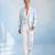 Powder blue and white linen blazer jacket