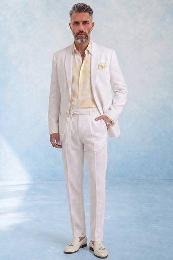 Off white light wool blazer jacket