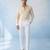 Butter yellow and off white cotton satin shirt