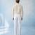 Butter yellow and off white cotton satin shirt