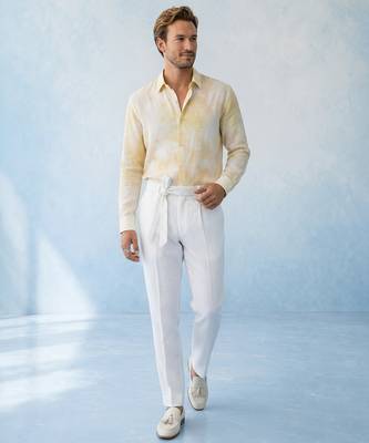 Butter yellow and off white cotton satin shirt 3