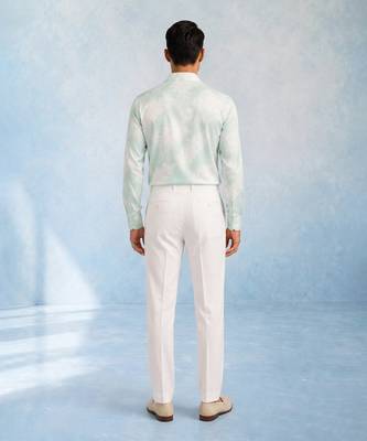 Mint blue and off white cotton satin draped shirt 2