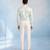 Mint blue and off white cotton satin draped shirt