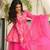 pink organza digital print Short Kurti Lehenga Skirt Dupatta - full stitched free size