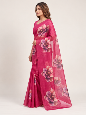 pink erod soft with fancy digital print with tissue saree 3