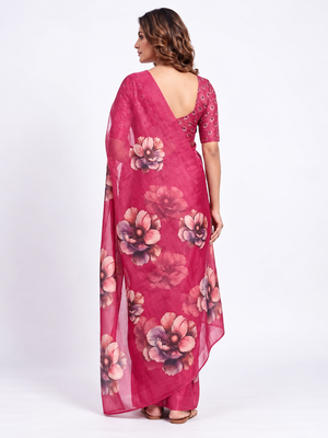 pink erod soft with fancy digital print with tissue saree 4