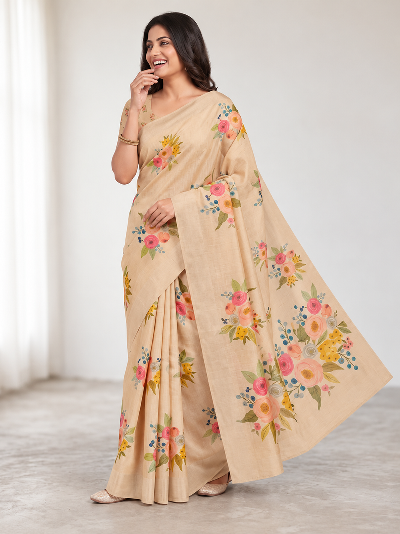 chiku erod soft with fancy digital print with tissue saree