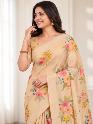 chiku erod soft with fancy digital print with tissue saree 4