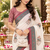 white embroidery work linen saree