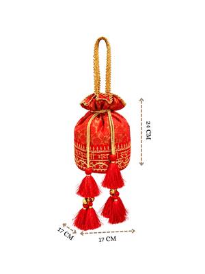 jashn edit red & gold floral embroidered brocade potli 4