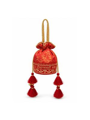 jashn edit red & gold floral embroidered brocade potli 5