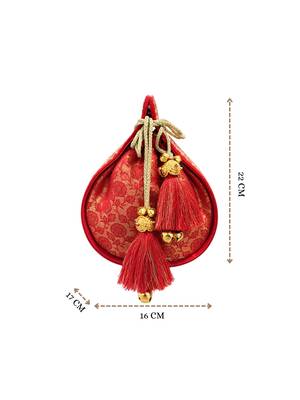 jashn edit red & gold floral embroidered brocade potli 4